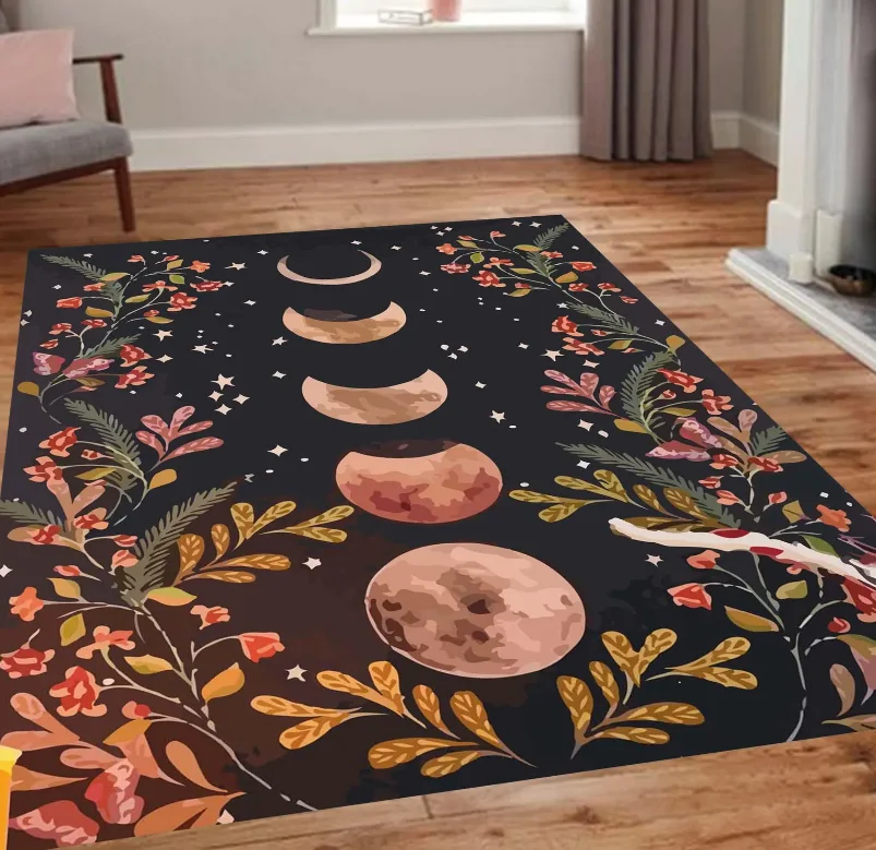 Black Celestial Botanical Rug - Custom Night Sky 评论和价格