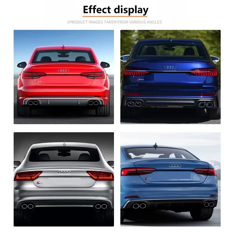 لأودي A4 A5 A6 A7 الترقية إلى S4 S5 S6 S7 أربعة منافذ الفولاذ المقاوم للصدأ العادم تلميح الخمار