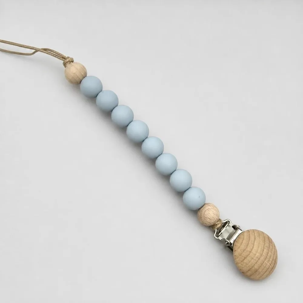 Practical Silicone Wood Pacifier Clip Lightweight Teething-Safe Teething Chain Smooth Wear-Resistant Soother Holder Infant