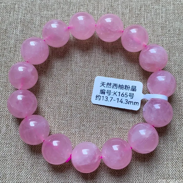 

Collection Grade Natural Orginal Material Jelly Madagascar Pink Crystal Bracelet Female Pink Crystal Strings 8-14mm