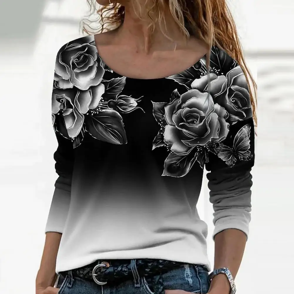 Trendy  Spring Top Pullover Creative Women Shirt Colorful Colorfast Spring Shirt for Going Out