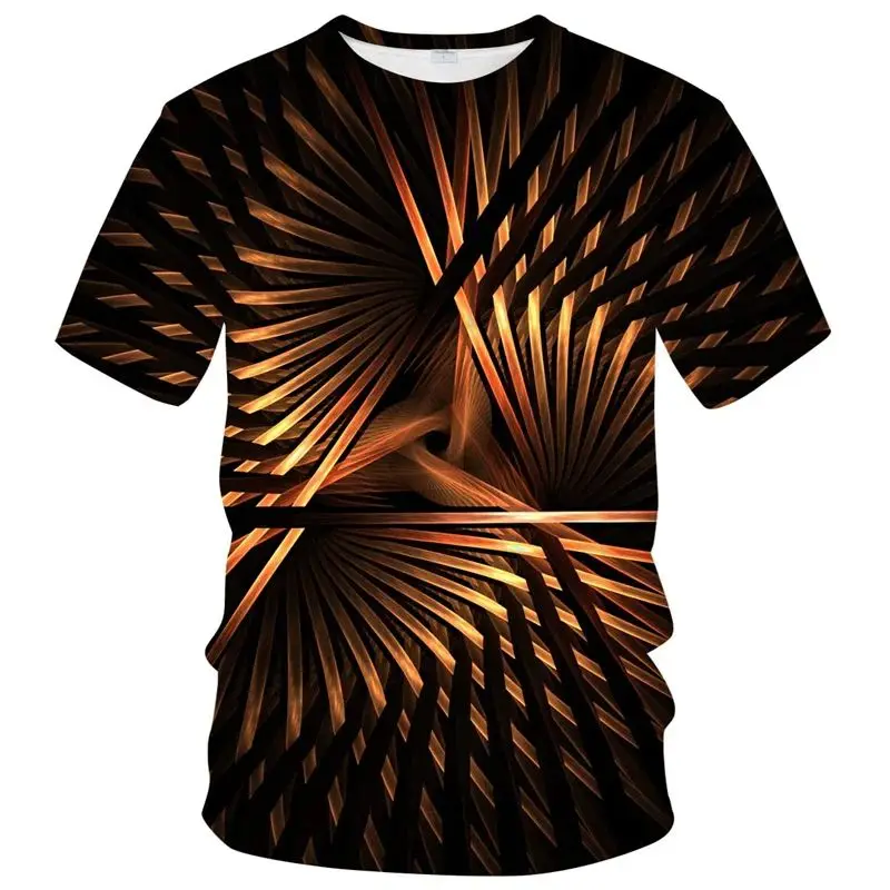 

Summer Men Popular Creative Magical Optical Illusion Graphic Fun 3d Printed O-Collar Loose Casual Plus Size Short Sleeve Top