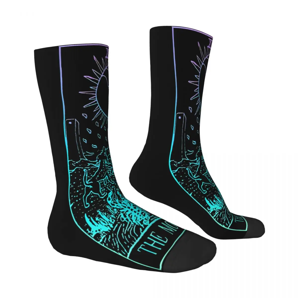 The Moon And Rider Waite Witchy Tarot Socks Male Mens Women Winter Stockings Harajuku