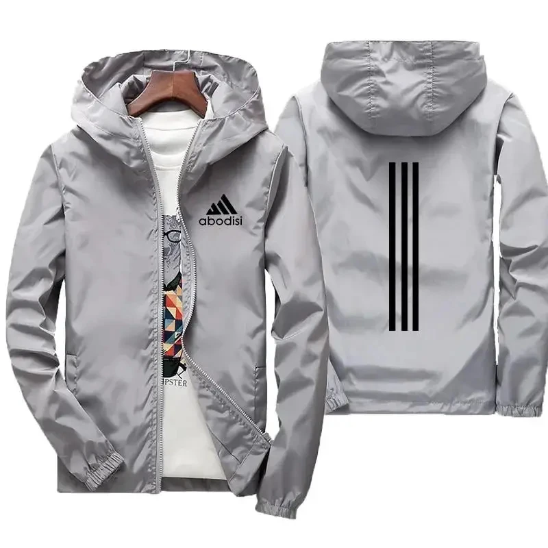 Giacca da uomo casual di fascia alta, giacca a vento con cerniera con cappuccio, sottile, antivento, resistente al sole, giacca antipioggia alla moda primavera/estate s-7XL