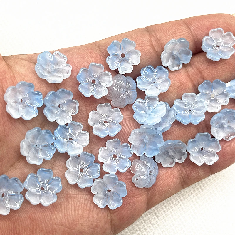 20 قطعة 13 مللي متر خمسة البتلة زهرة Lampwork الخرز قبعات الزجاج خزر عازل لصنع المجوهرات أساور يدوية دبوس الشعر