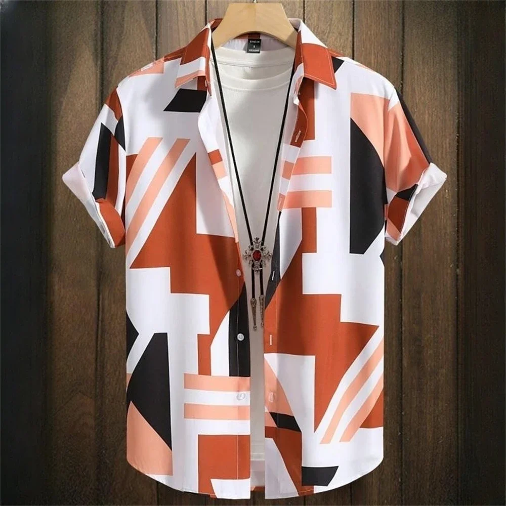 Eenvoudige Herenoverhemden 3d Patchwork Afdrukken Van Hoge Kwaliteit Herenkleding Straatontwerper Met Korte Mouwen Strandfeest Hawaiiaanse Shirts