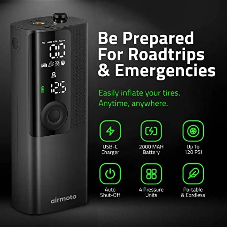 ضاغط هواء محمول مع مجموعة أدوات الطاقة لإطارات السيارات والدراجات النارية ومنفاخ الإطارات اللاسلكي لشحن المنزل