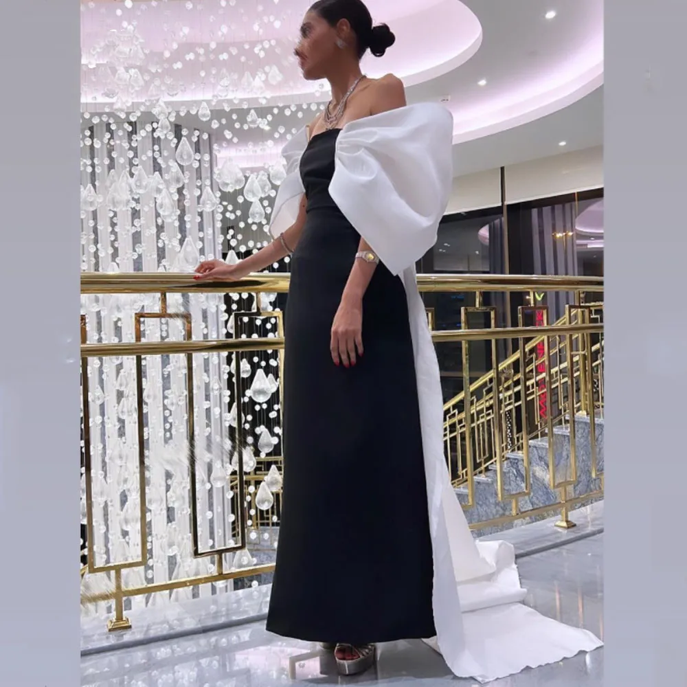 

2023 Slim Backless Satin Bow Floor-Length High-end Custom Prom Gowns Bow Off the Shoulder Formal Evening Dres