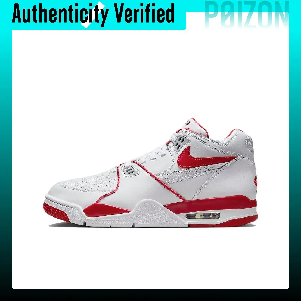 Nike Air Flight 89 Comfortable Mid top Basketball Shoes Men's White Red HM3467-100