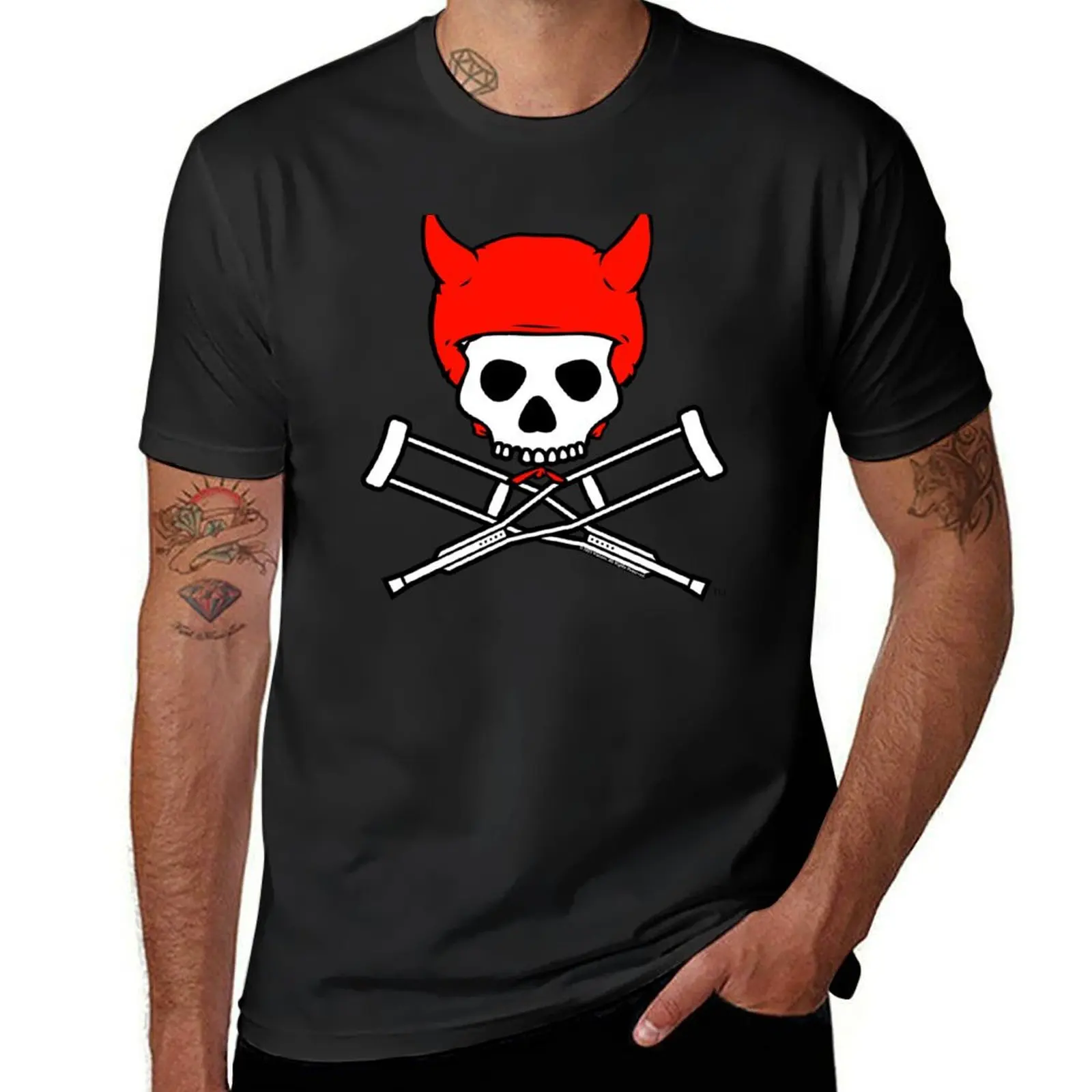 Jackass Devil Horns Skull And Crutches Logo T-Shirt Short sleeve tee quick-drying blacks korean fashion mens t shirt graphic