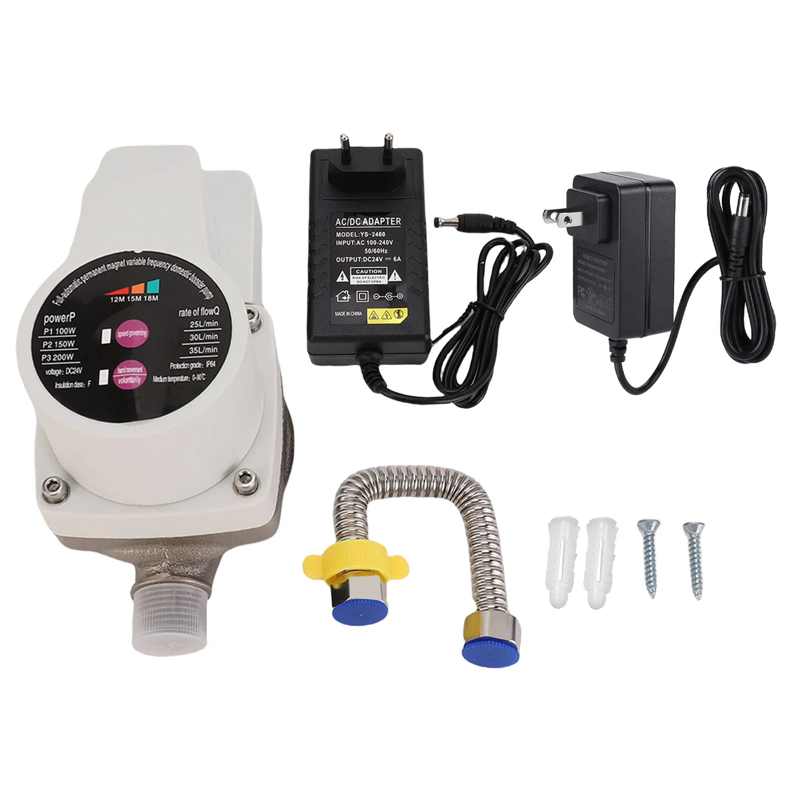 Water Pressure Booster Pump Automatic Quiet 3 Speeds Brushless Motor Water Pump for Faucets Toilets Boilers Showers