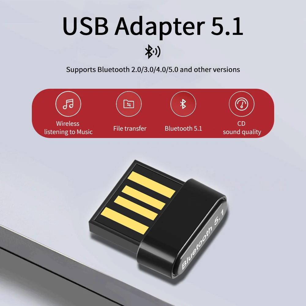 

NEW USB Bluetooth Adapter Dongle 5.1 Bluetooth Receiver For PC Laptop Wireless Speaker Audio Receiver Bluetooth Transmitter