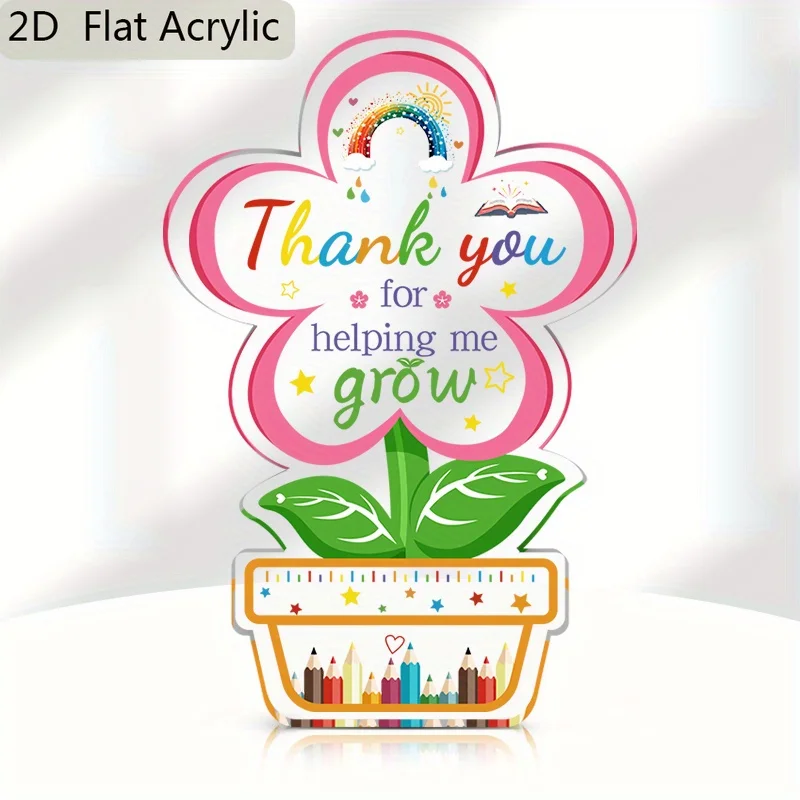2D Flat 1pc Elegant Flower Shape Sign, Acrylic Appreciation Flower Plaque, Thank You Gift, Christmas Gift, Vintage Decor