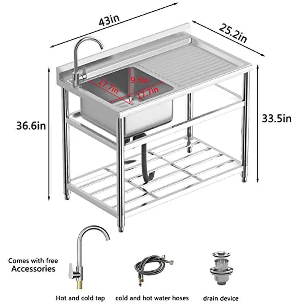 Stainless Steel Free Standing Sink 43