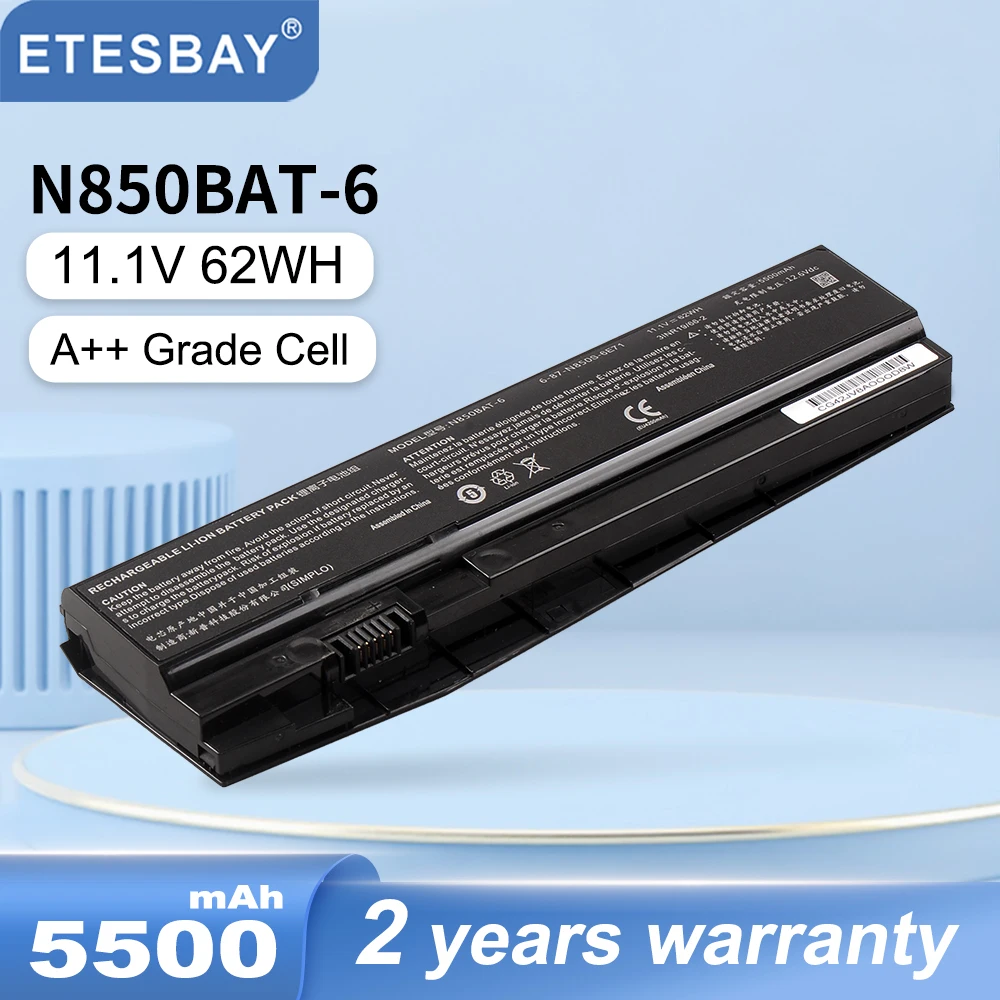 ETESBAY N850BAT-6 Clevo N850 N850HK1 N850HJ1 N850HC N870HK1 HASEE Z7M-KP7G1 Z7M-KP7S1 11.1V 62WH/5500mAh