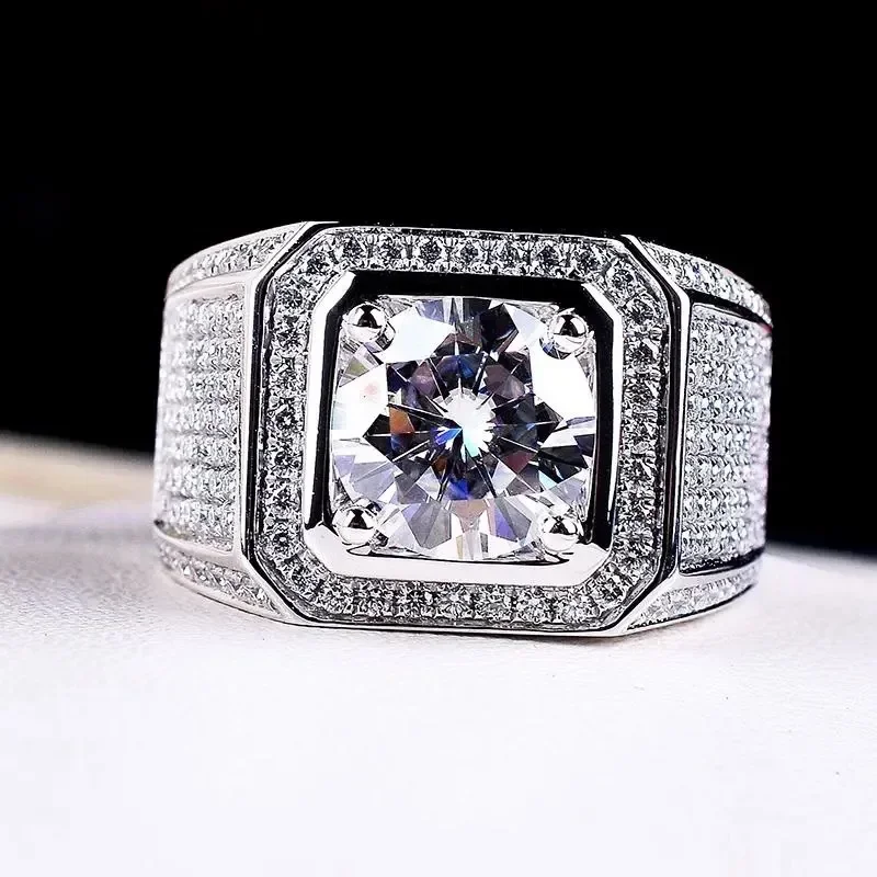 Hot 925 Sterling silver original shiny Crystal Rings for men noble fashion designer party wedding Jewelry holiday gifts
