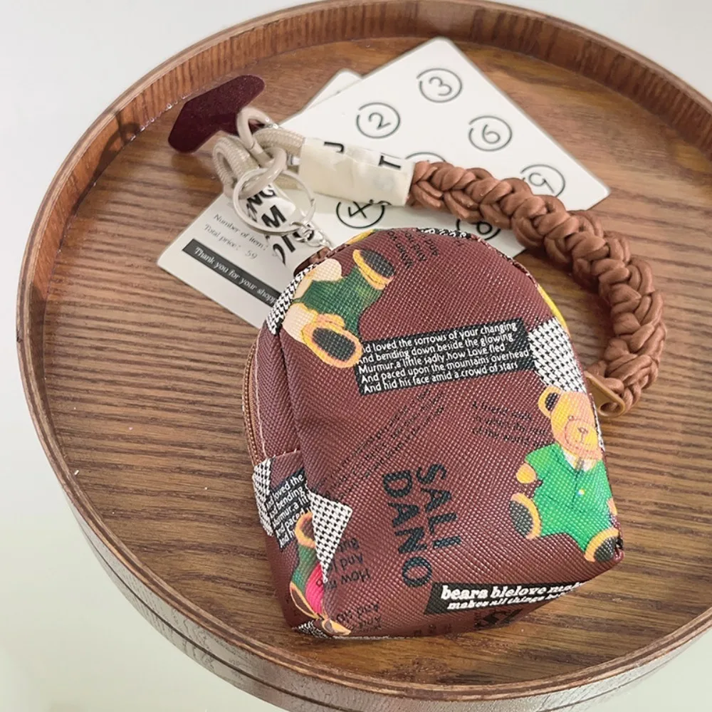 

Mini Bag Brown Bear Wallet Anti-Loss Multi-functional Phone Strap With Bag Colorful Weaving Rope Cartoon Wrist Bag Bathroom