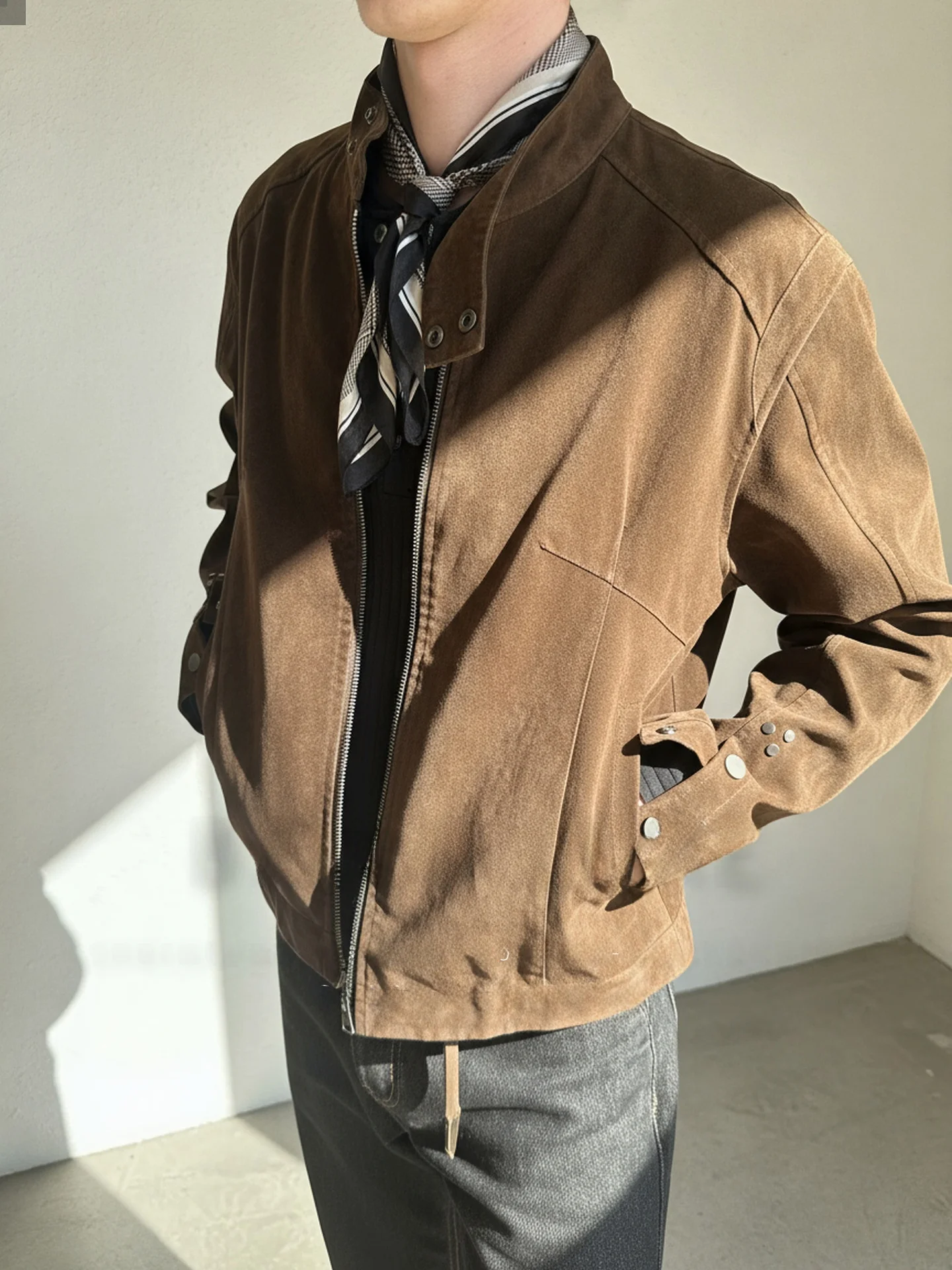 

Ретро-куртка Harrington в американском стиле для мужчин, осенняя новинка, из вельвета и кожи, с воротником-стойкой, модная городская модель