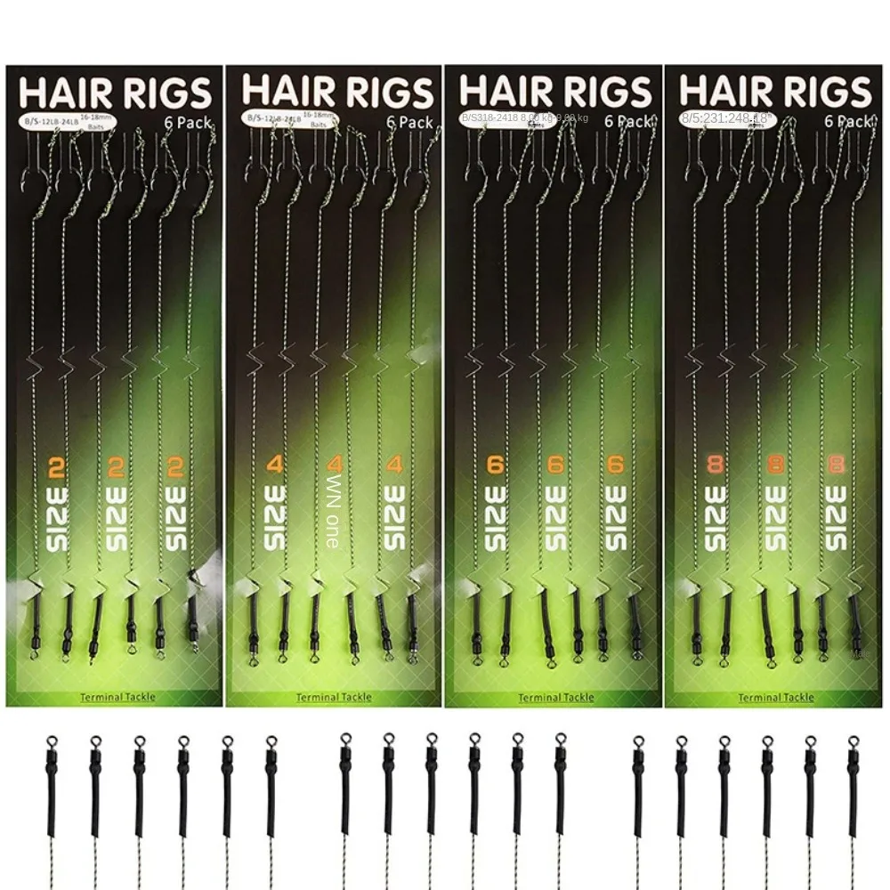 

6PCS/Lot Size 2#-8# Link Tied Rigs Rig Hooks Strong Strength Hair Rig Fishing Hook Artificial Iseama Tied Boilie Hook