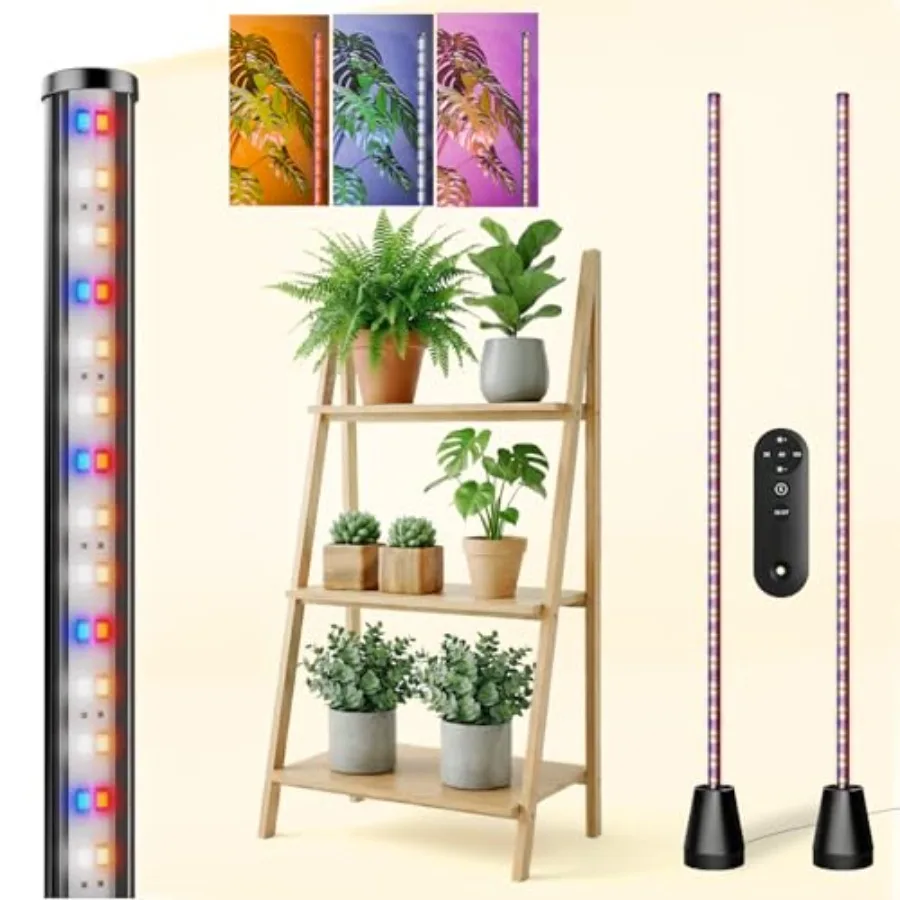 

Вертикальная фитолампа для комнатных растений, 60 дюймов, полный спектр, 384 светодиода, 48 Вт, с таймером и пультом ДУ, автоматическое включение/выключение 3/6/12 часов, 3 режима освещения, 5-скоростной режим.