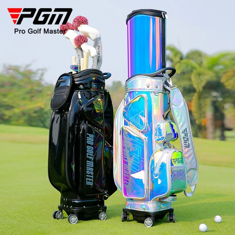 PGM QB122 Golf Travel Bag Retractable Hard Shell TPU Waterproof Wheeled Golf Bag with TSA Lock Rain Cover for Men Women