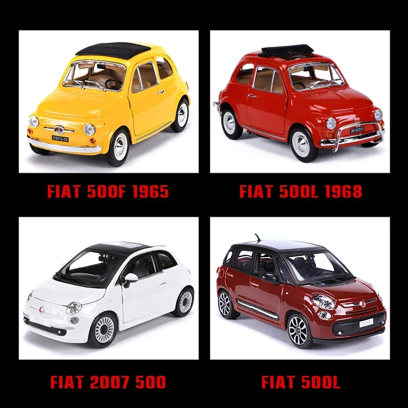 Bburago 1:24 new style Fiat 500L 1968 124 Spider alloy car model simulation car decoration collection gift toy birthday present