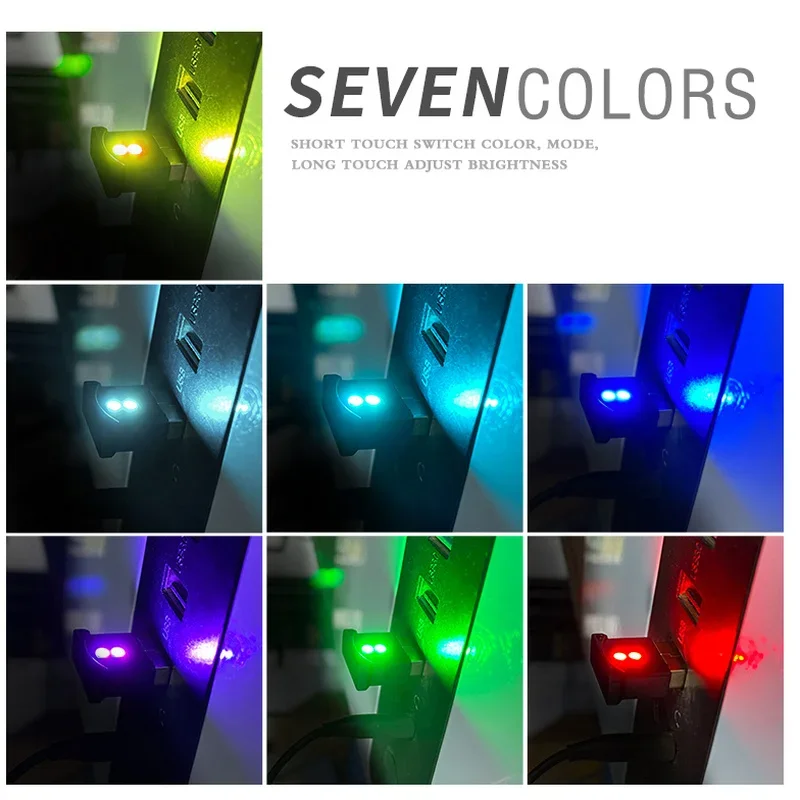 7 Colors Changing USB LED Lights Car Interior Atmosphere Decorative Light Colorful Auto Home PC Ambient Light Mini Bulb