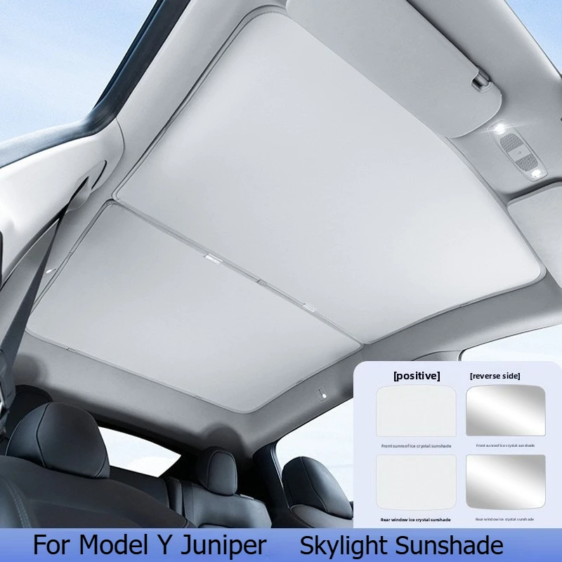 Upgrade Nano Ice Crystal Skylight Sunshade For Tesla Model Y Juniper 2025+ Front Rear Glass Roof Heat Insulation UV Protection