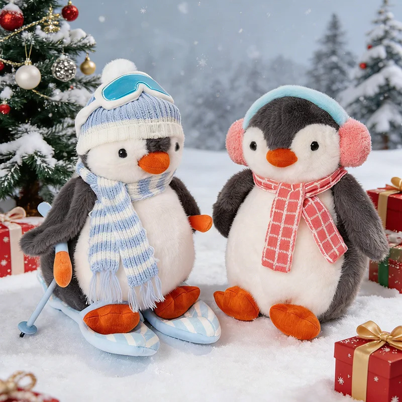

Kawaii Cartoon Earphones Penguin Plush Doll Cute Stuffed Animal Skateboard Penguin Girl Hug Pillow Baby Soft Kids Toy Home Decor