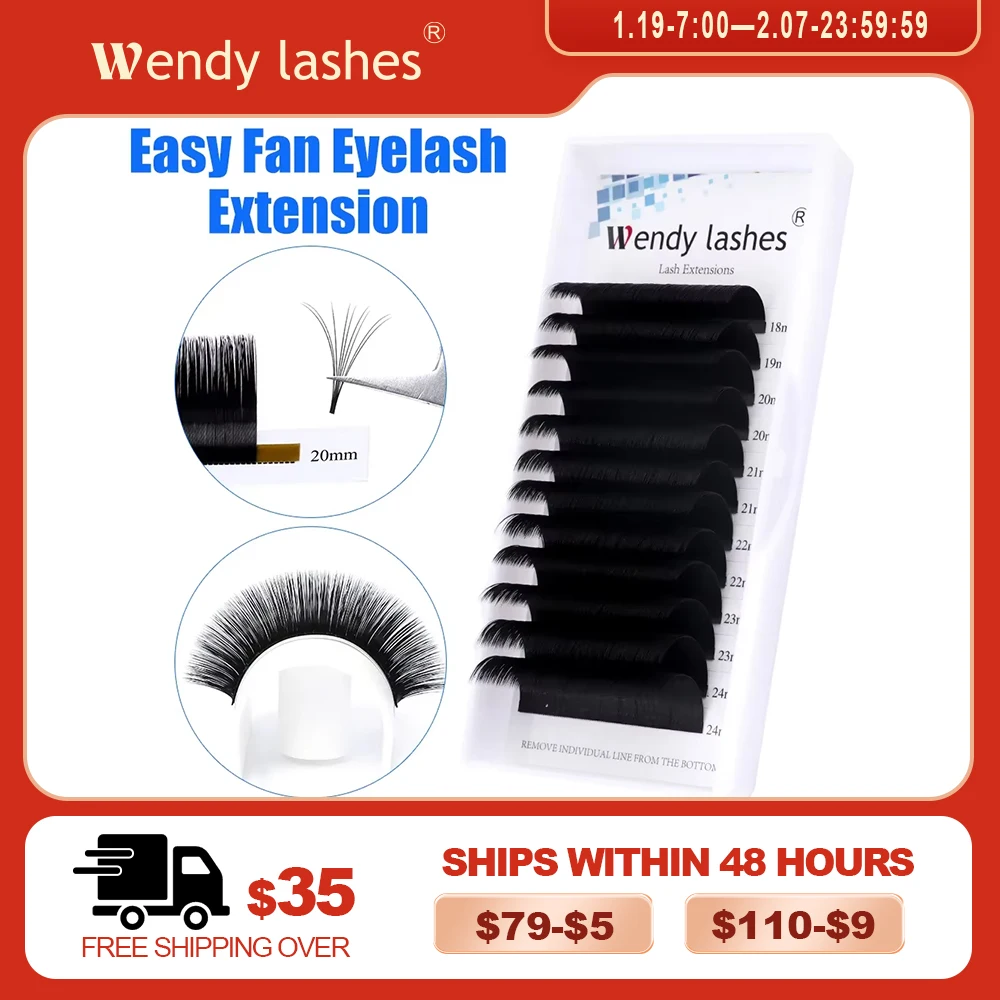 Easy Fanning Bloom Eyelashes C/D/DD Curl Austomatic Flowering Volume Faux Mink 0.07 Thick Natural Eyelash Extension Wendy Lashes