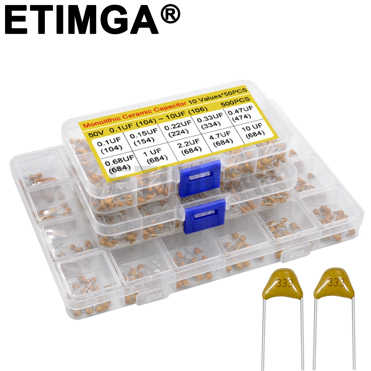 180/300/480/500 قطعة مجموعة متنوعة من مكثف السيراميك 10PF ~ 10 فائق التوهج 22PF 47NF 220NF 1NF 4.7 فائق التوهج 1 فائق التوهج 100NF 330NF 0.1 فائق التوهج 102 104 105 106 #1