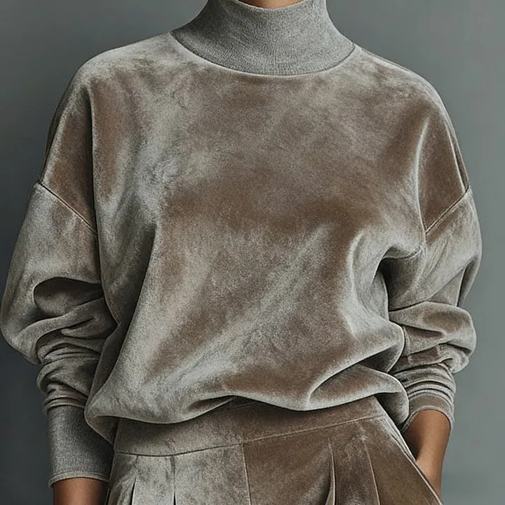 Damska odzież Moda damska Casualowy ciepły strój sportowy Złoty aksamit Długi rękaw Jednolity kolor Wysoki kołnierz Zamek błyskawiczny Szerokie nogawki Komplety spodni