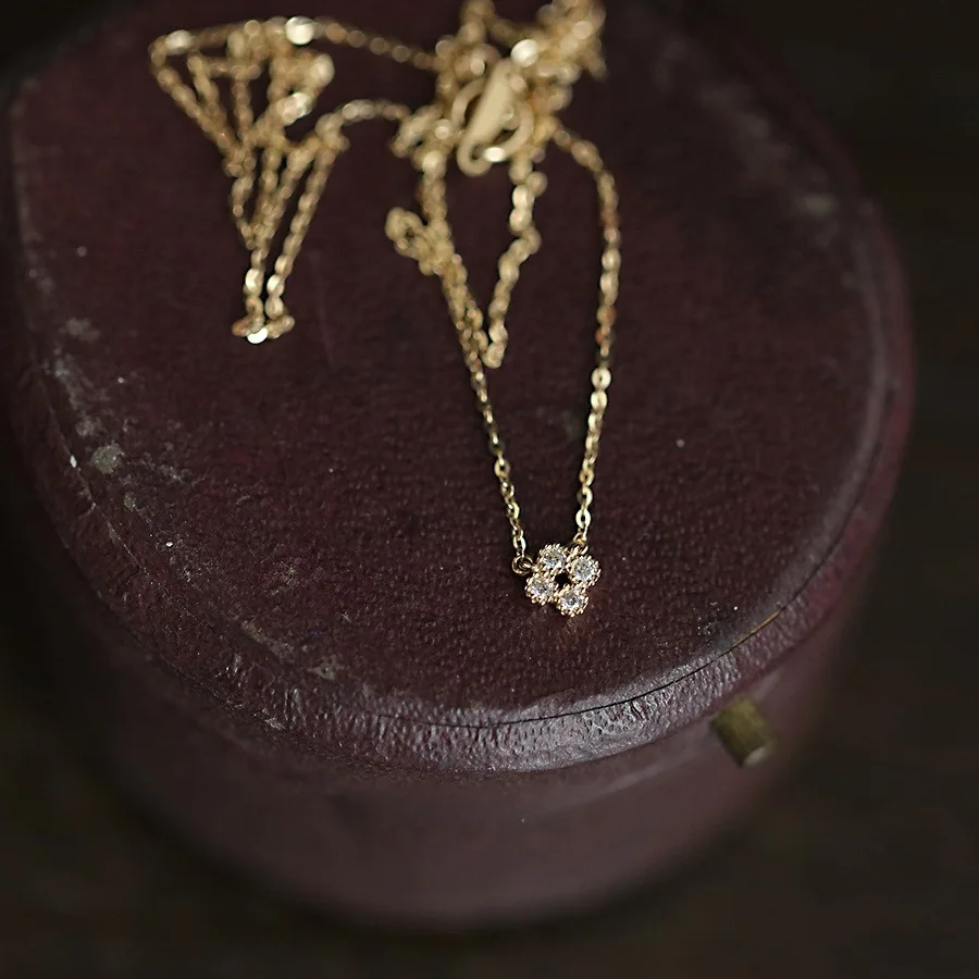 925 فضة مطلي 14K الذهب البسيطة الزركون زهرة قلادة قلادة للنساء الفتيات هدايا مجوهرات الأزياء #3