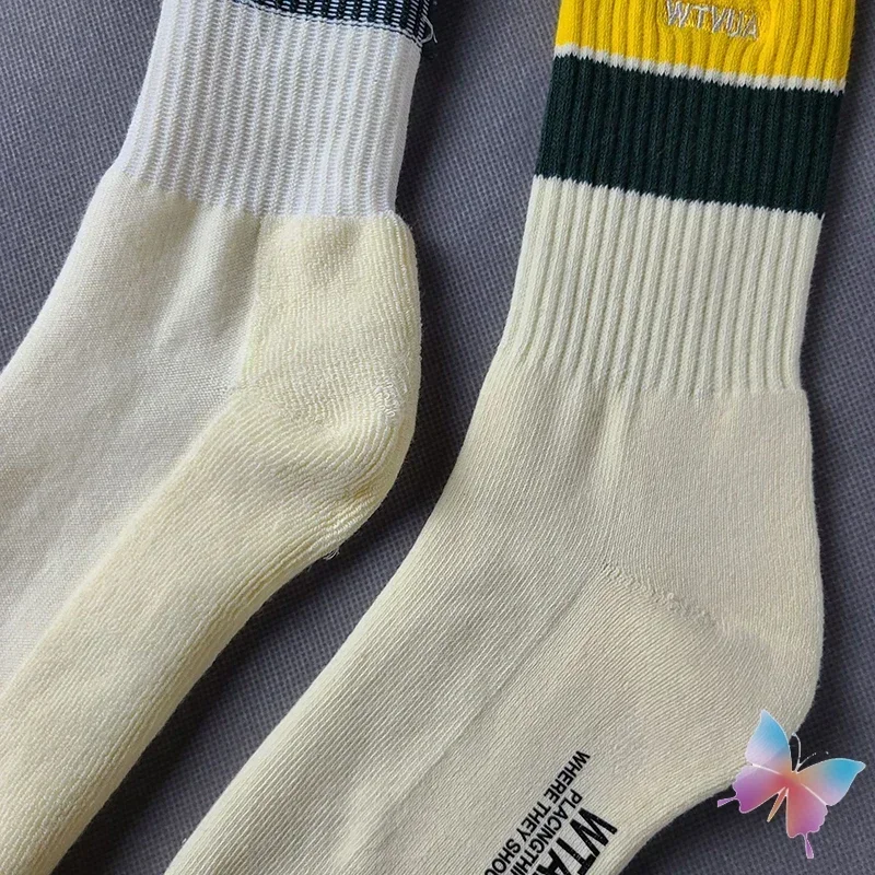 High Street Cityboy Wtaps Socken Farbe blockiert dicke Streifen gestickte Buchstaben Männer Frauen Baumwolle Handtuch unten Mittel rohr Socken