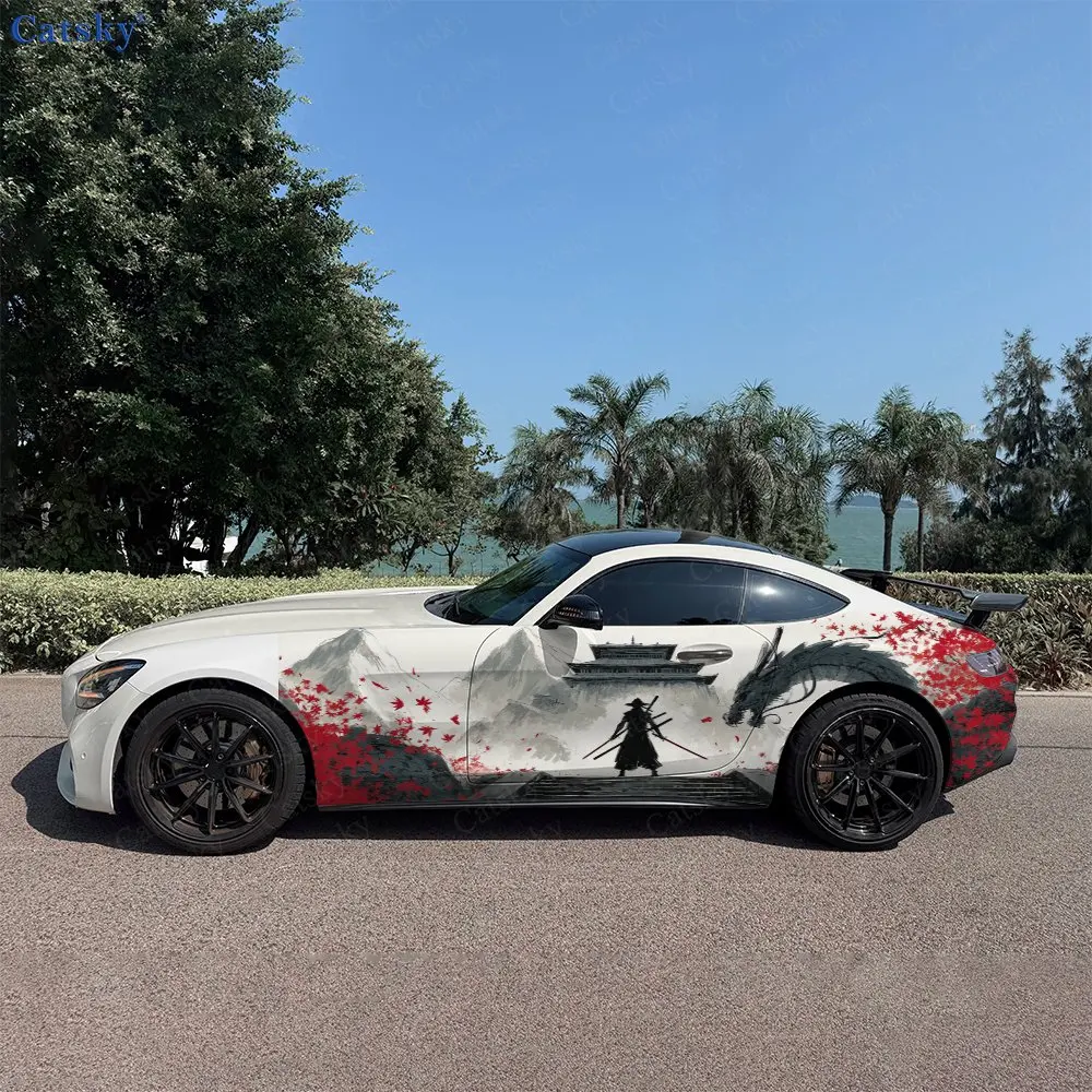 

2pcs Dragon & Samurai Japanese, Durable, Fade-resistant, Enhance Vehicle Aesthetics With Bold Artistic Design Car Vinyl Wraps