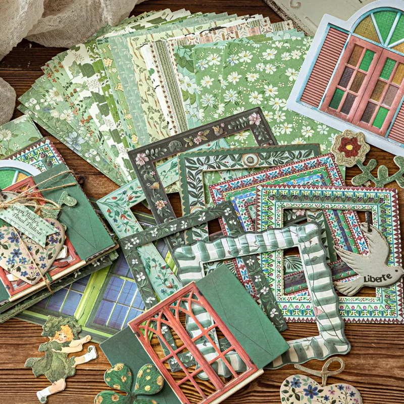 Mr. Paper 45sheets/bag Garden Post Office Series Mixed Material Embossed Relief Material Pack DIY Handbook Decorative Card Paper