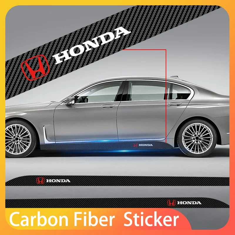 

2pcs Car Logo Carbon Fibre Side Decal Side Skirt Car Stickers For Honda Civic Accord CRV HRV Jazz City Odyssey Accessories