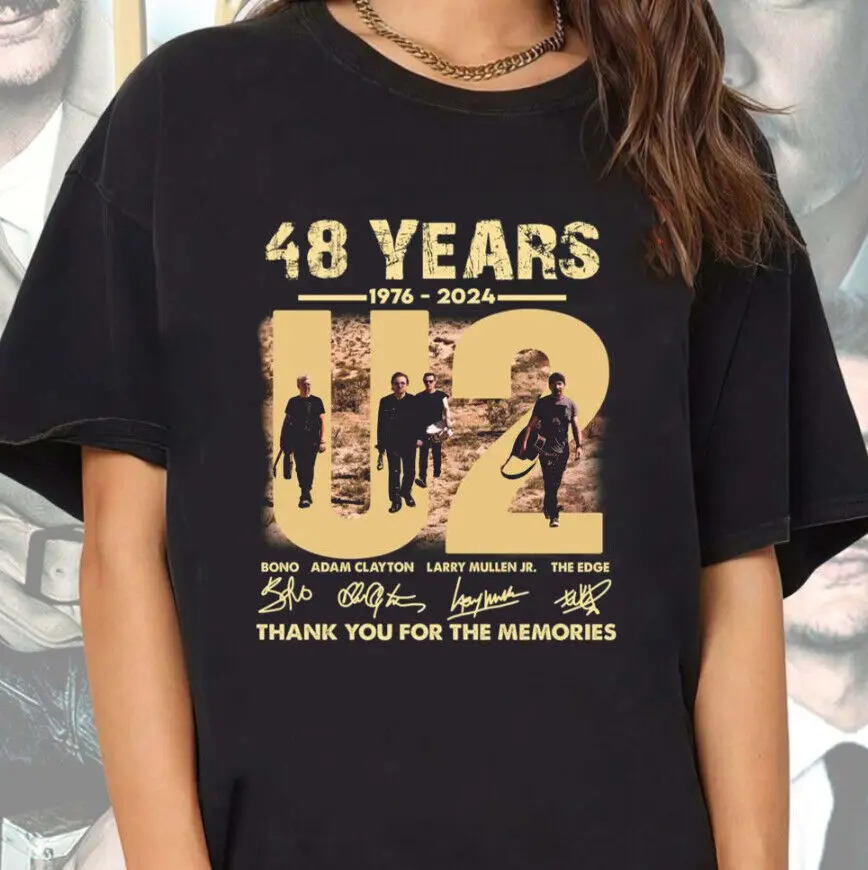 U2 Rock Band 48 Years 1976–2024 Thank You For The Memories Signatures Shirt