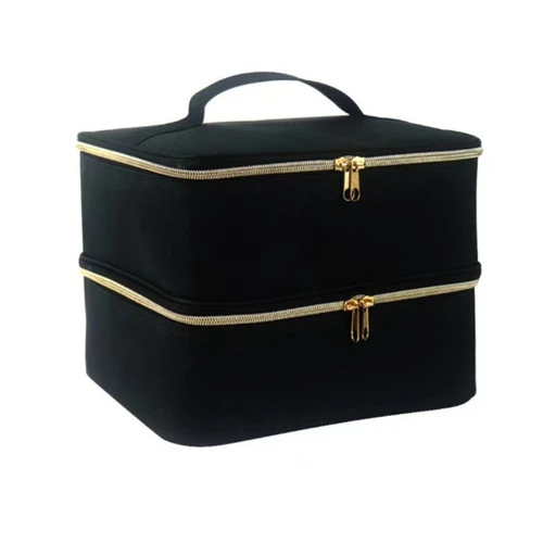 Imagen 2 del producto Bolsa de almacenamiento de esmalte de uñas, bolsa de aceite esencial, Kit cosmético portátil para el cuidado de las uñas, caja de almacenamiento de herramientas para el cuidado de uñas, doble capa, 30 compartimentos