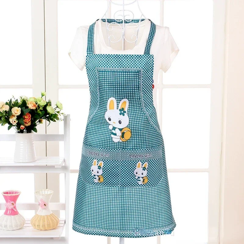 Cartoon Apron Rabbit Sleeveless Double Pocket Household Cleaning Aprons Kitchen Supplies for Adults Lady Women Cloth Protect