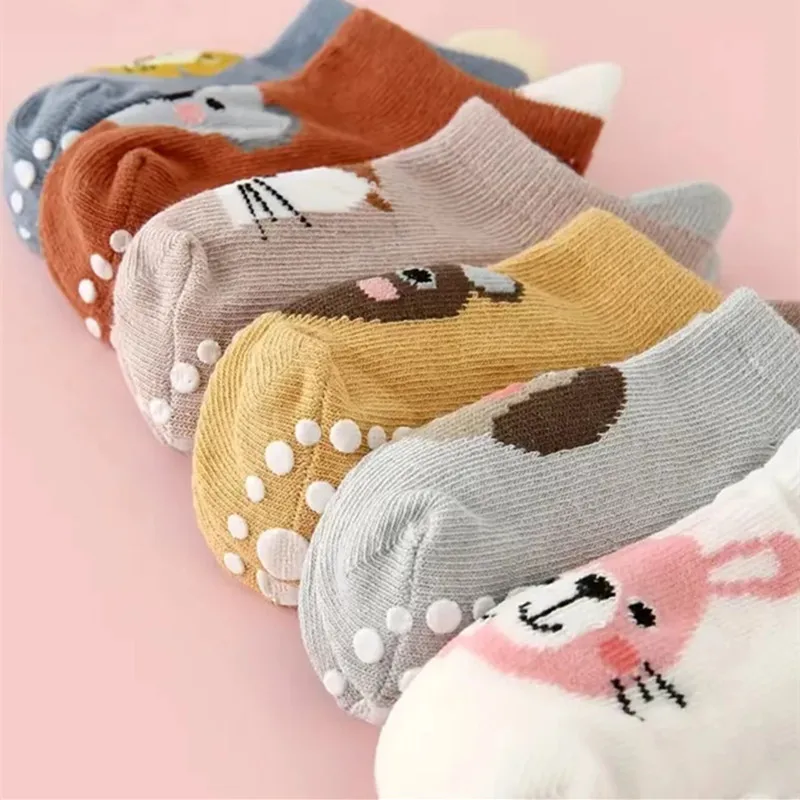 6Pairs/Lot Newborn Baby Socks Kids Boys Girls Cotton Cartoon Soft Sock Children Toddler Non-Slip Short Socks For 0-5Years