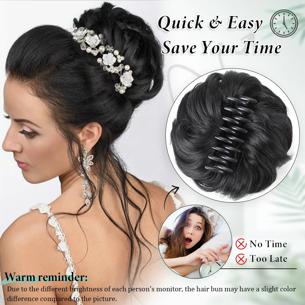 Claw Clip Ponytail Synthetic Messy Hair Bun Extensions Mess Wavy Curly Chignon Tousled Updo Hairpieces for Women Girls