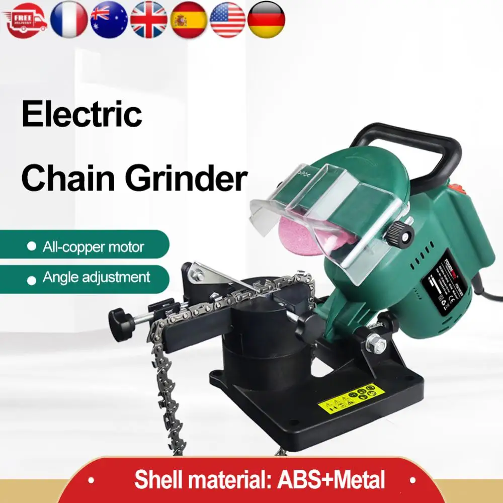 220W Chainsaw Blade Sharpener Portable Chain Saw Sharpening Machine 100mm Angle Adjustable 8500RPM for Grinding Chains