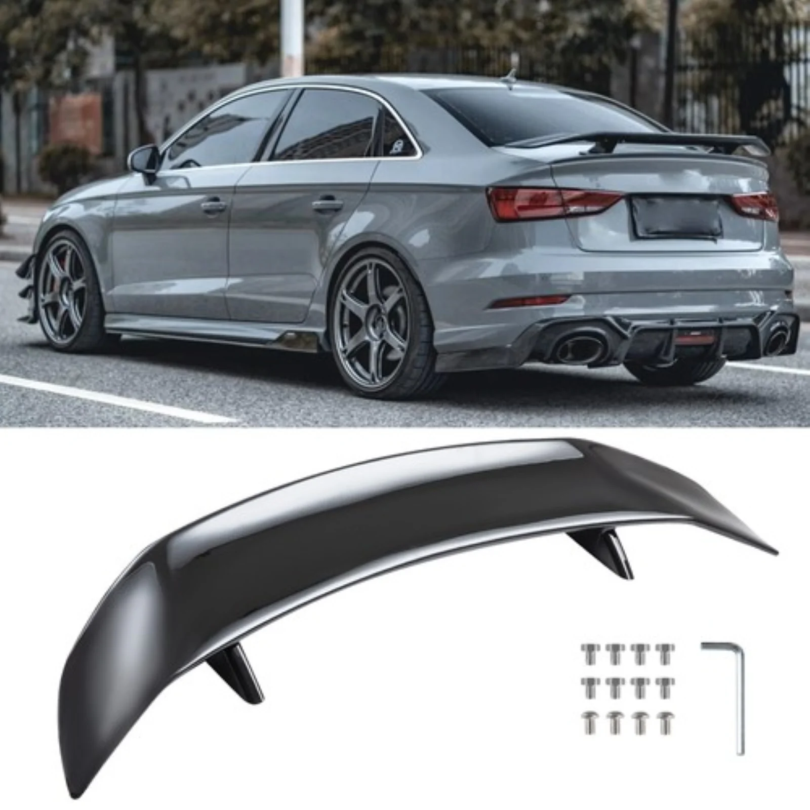 

Для Audi A3 S3 RS3 A4 S4 A5 A6 46 "глянцевый задний спойлер в стиле GT Racing Wing