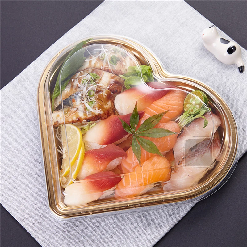 Disposable Heart-shaped Sushi Box Sashimi Platter Takeaway Food Delivery Container Grade PS Salad Bowl Fast Tray