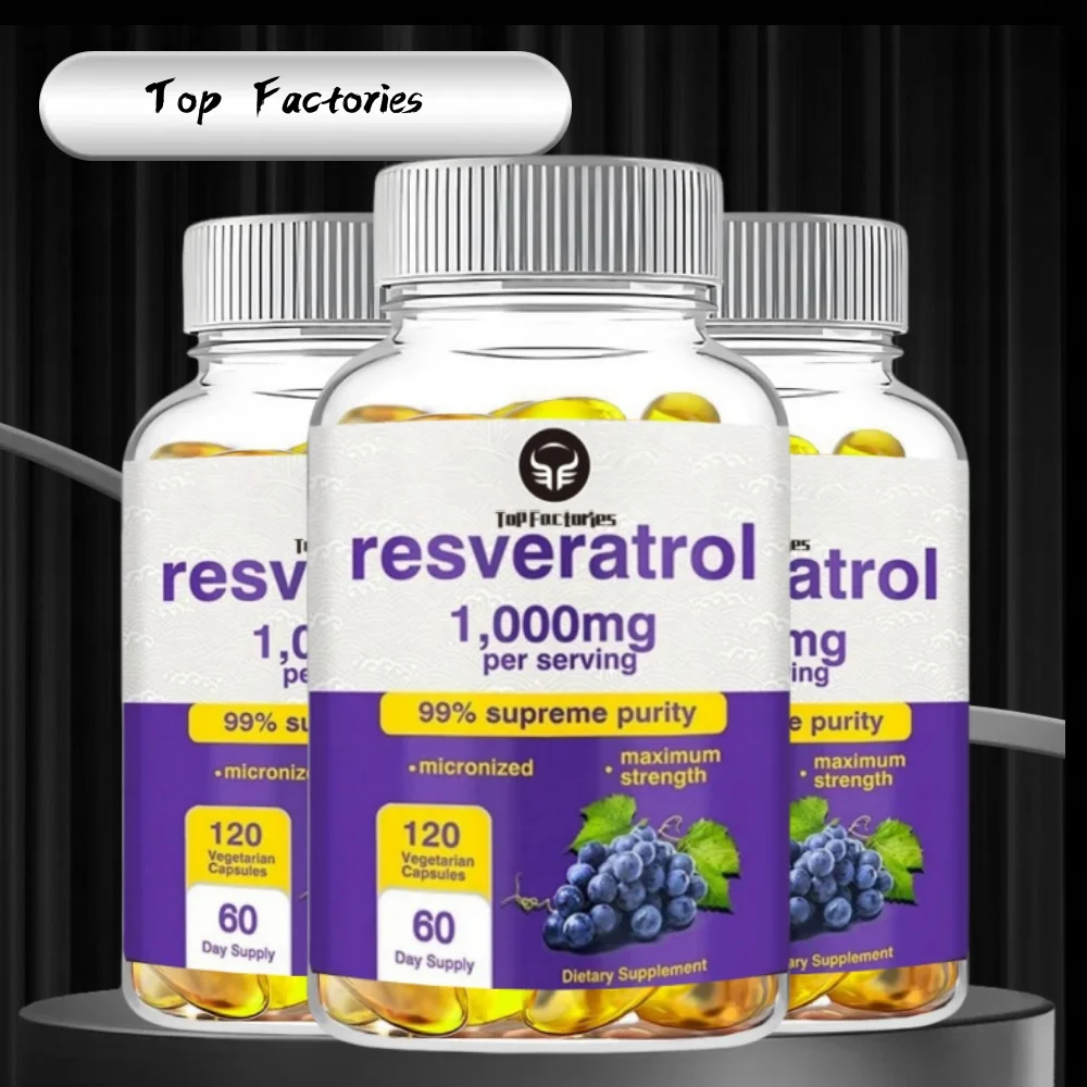 Optimized Resveratrol 1000mg Capsules Promote Heart Longevity & Help Maintain Glucose Levels Naturally