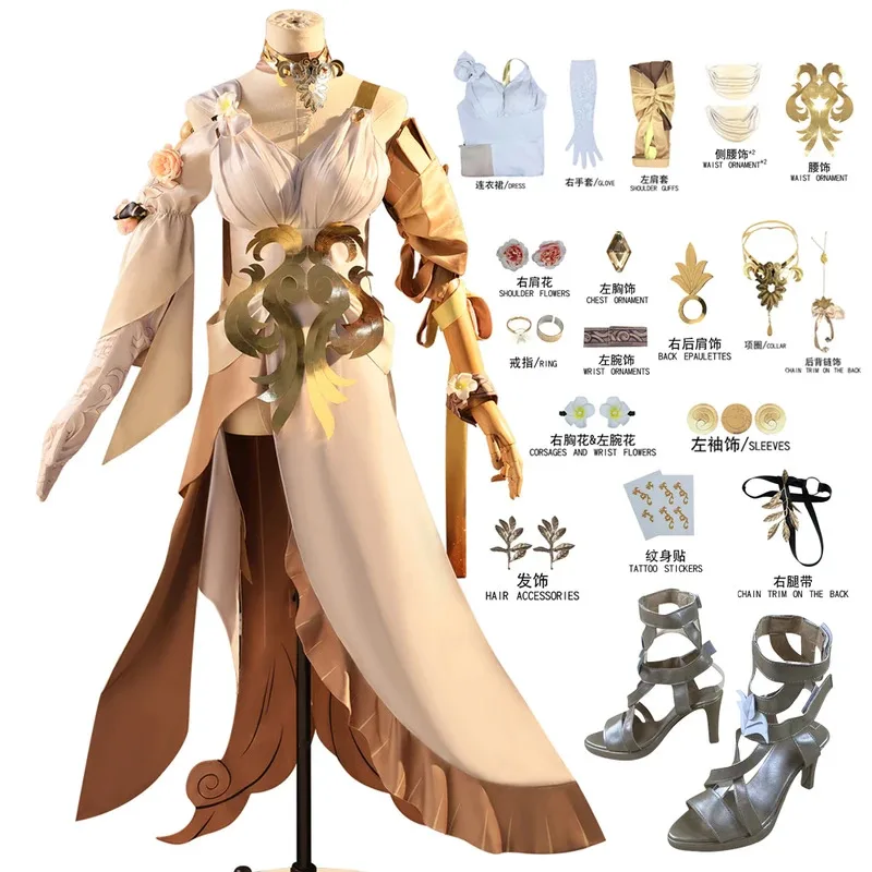 

Honkai Star Rail Aglaea Cosplay Costume Wig Dress Headwear Amphoreus The Goldweaver Carnival Halloween Party Women Props