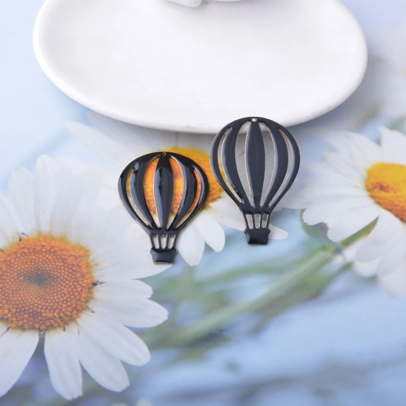6 Stück Kupfer beidseitig emaillierte Heißluftballon-Anhänger für die Herstellung von Ohrringen, DIY-Schmuckzubehör – Detail 12