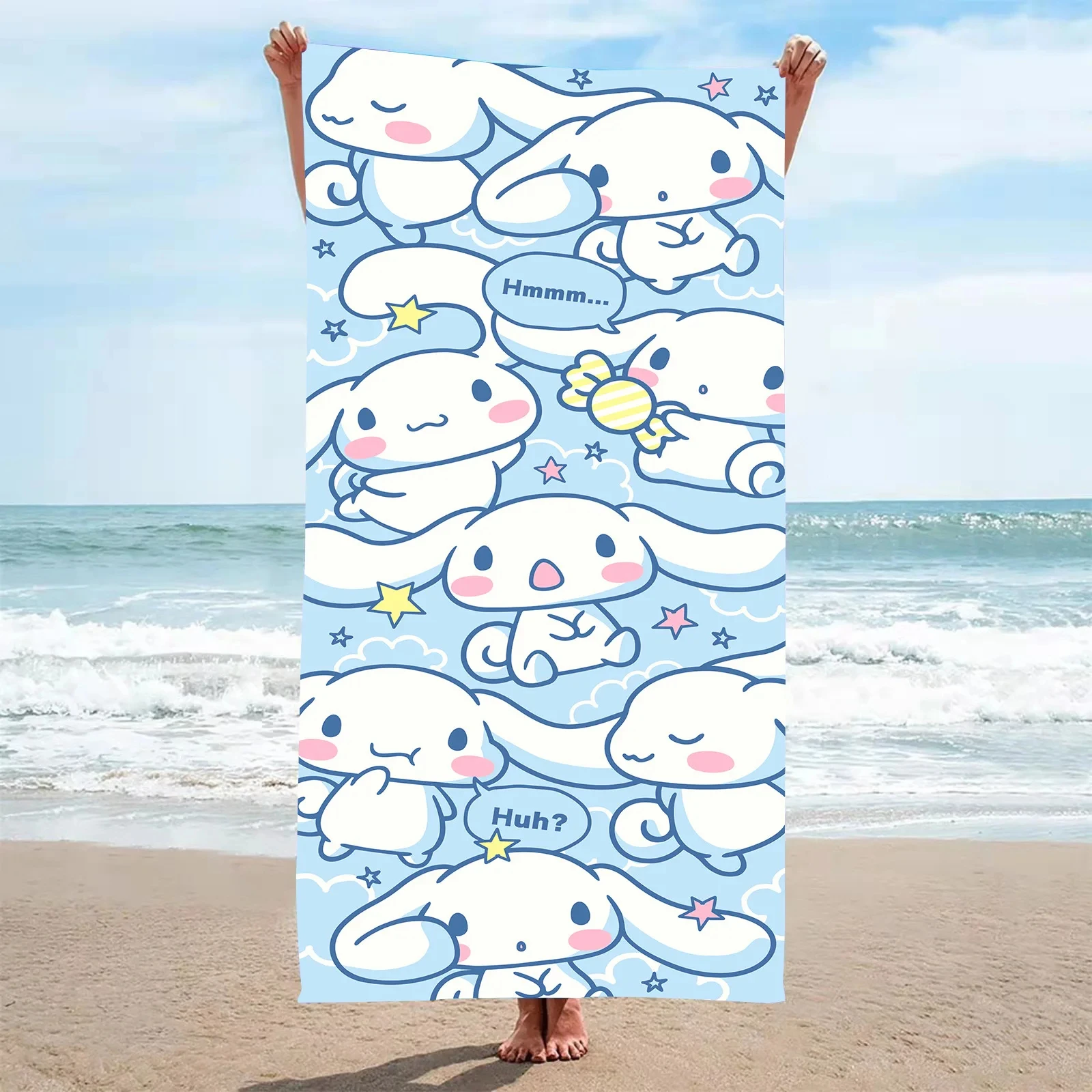 Cinnamoroll Children Beach Towel Anime Sanrios Portable Ultralight Absorbent Bath Towel Kid Gifts for Gym Swimming Picnic Travel