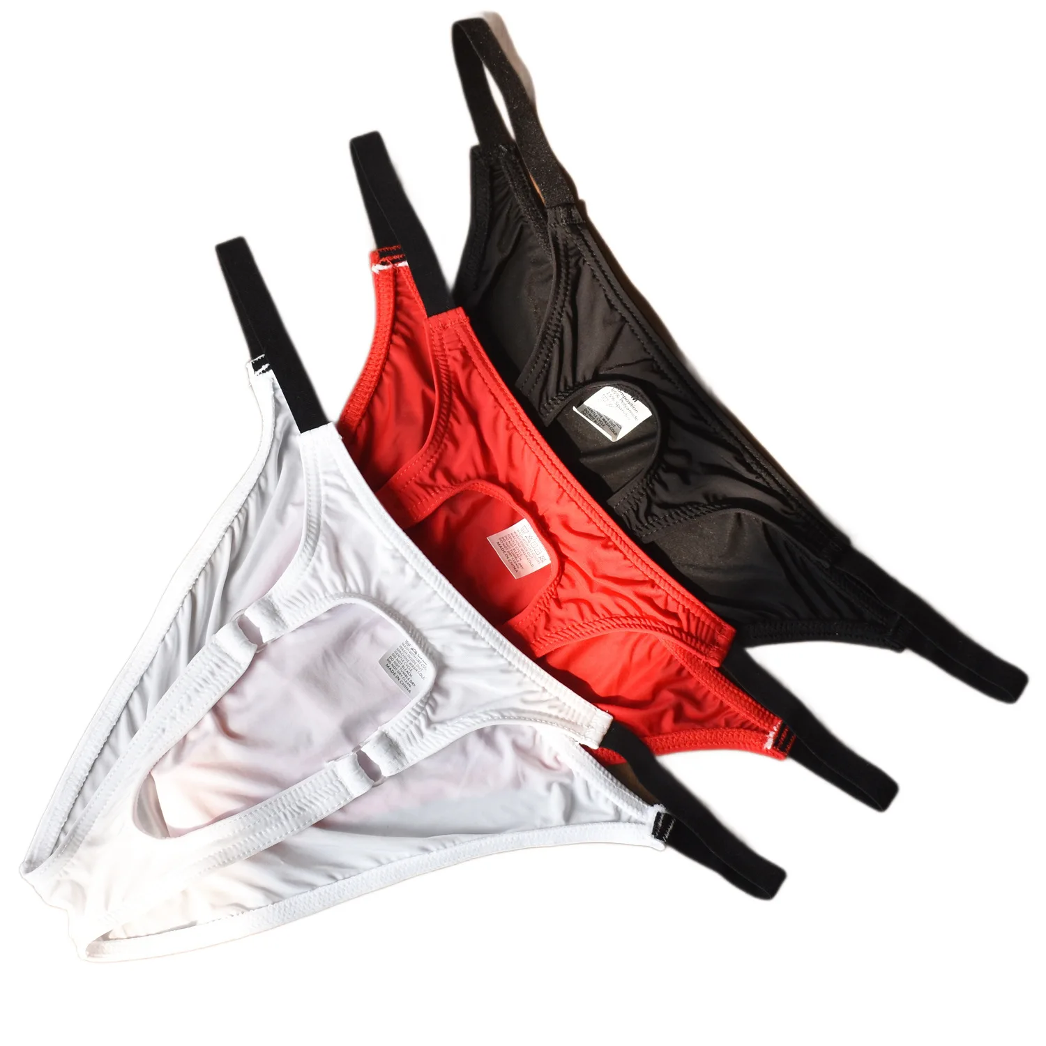 

Men's Slim Fit Briefs Ice Silk Open Pouch Crotchless Panties Low Rise Hollow Out Sexy Erotic Underwear For Bedroom Party